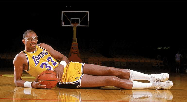 Kareem Abdul Jabbar's playoff stats stand at 24.3 PPG, 2.4 BPG, and 10.5 RPG