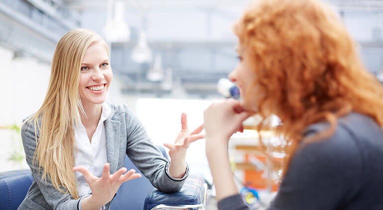 Woman talking on job interview