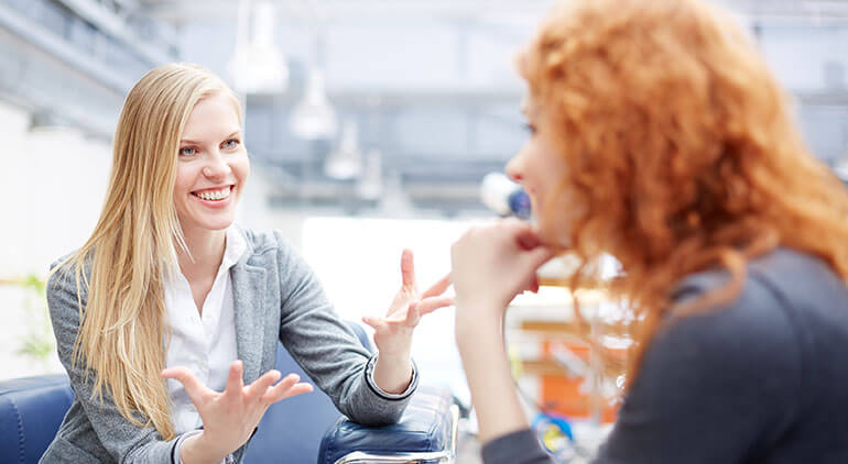 Woman talking on job interview